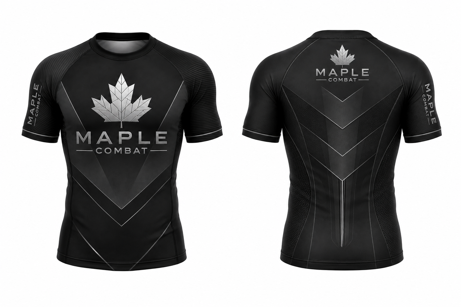 Maple Combat short sleeve rash guard chevron